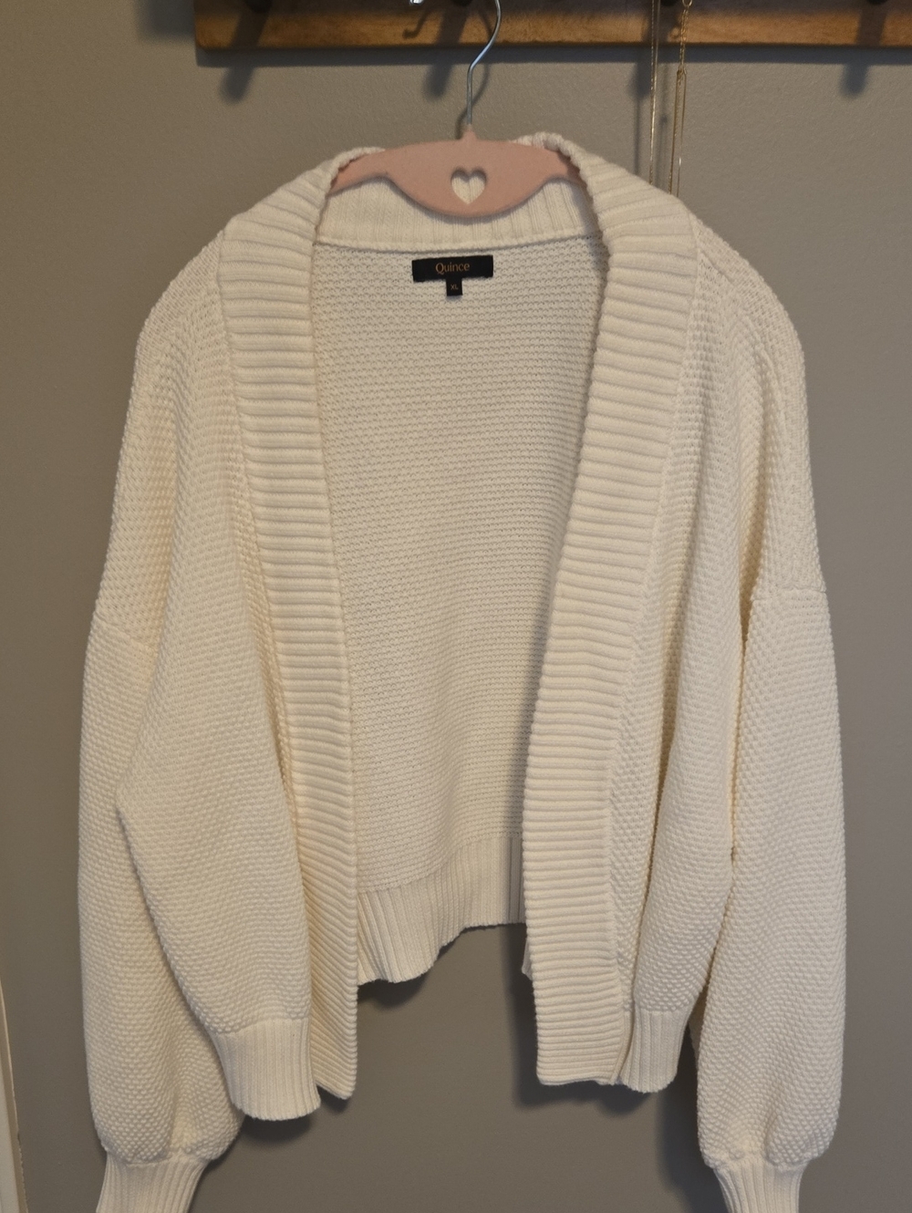 Quince Ivory Organic Cotton Waffle Stitch Open Cardigan - Picture 4 of 11